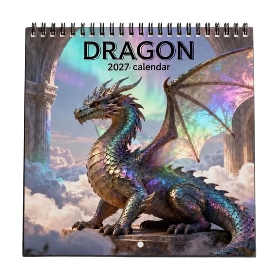 Zznnkj 2027 Wall Calendar 12-Month Hanging Monthly Planner From January 2027 to December 2027 Fantasy Dragon Art Calendar for Home Office Wall Decor