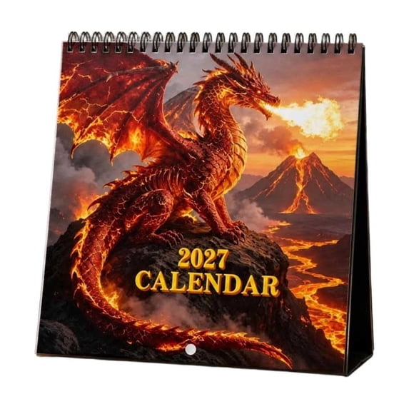 Zznnkj 2027 Wall Calendar 12-Month Hanging Monthly Planner From January 2027 to December 2027 Fantasy Dragon Art Calendar for Home Office Wall Decor