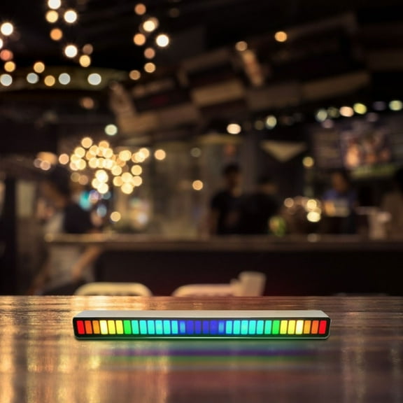 Zznnkj 32 Bit RGB Sound Control Lights, Rechargeable Wireless Voice-Activated Pickup Rhythm Lights, Portable Multicolor LED Ambient Lights Decorations for Car, Gaming Room, Party