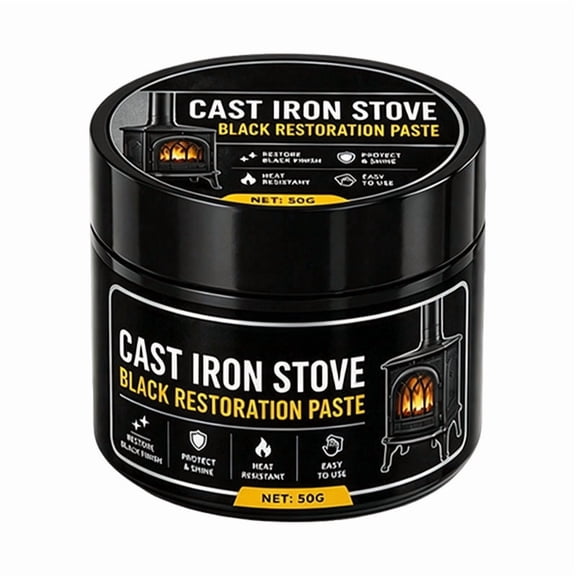 Zznnkj 50g Cast Iron Stove Black Restoration Paste, Heat Resistant Matte Black Restorer Coating, Rust Protection Repair Paste for Wood Stove, Fireplace, Grill