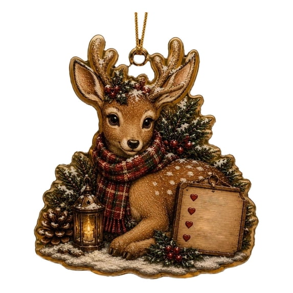 Zznnkj Animal Christmas Ornaments 3.93 Inch, 2D Acrylic Hanging Flat Pendants, Rustic Xmas Tree Decor for Farmhouse Home Holiday Keepsake Gift for Wildlife Lovers