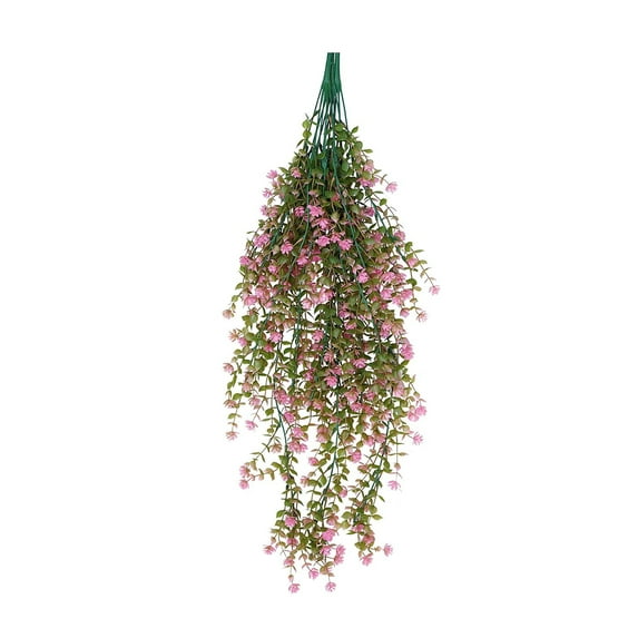 Zznnkj Artificial Hanging Vine Plant, Faux Trailing Plastic Greenery with Flowers, UV Resistant Hanging Basket Decor for Valentines Day Wedding Home Party Porch Wall Indoor Outdoor Spring Decoration