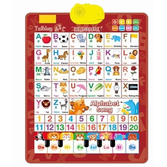 Zznnkj Bilingual Talking Alphabet & Numbers Wall Chart