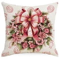 thumbnail image 1 of Zznnkj Christmas Wreath Pillow Cover Linen 18x18 Decorative Cushion Case for Sofa Bedroom Winter Holiday Party Decor, 1 of 7