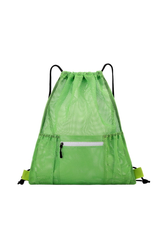 Drawstring Backpack, Lightweight Mesh Nylon Cinch Sack with Zipper Pocket and Adjustable Straps, Backpack for Men and Women Ideal for Gym, Sports