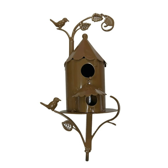 Zznnkj Metal Bird House with 4 Poles, Outdoor Metal Bird House, Stake Bird Houses for Courtyard Backyard Patio, Outdoor Garden Decoration