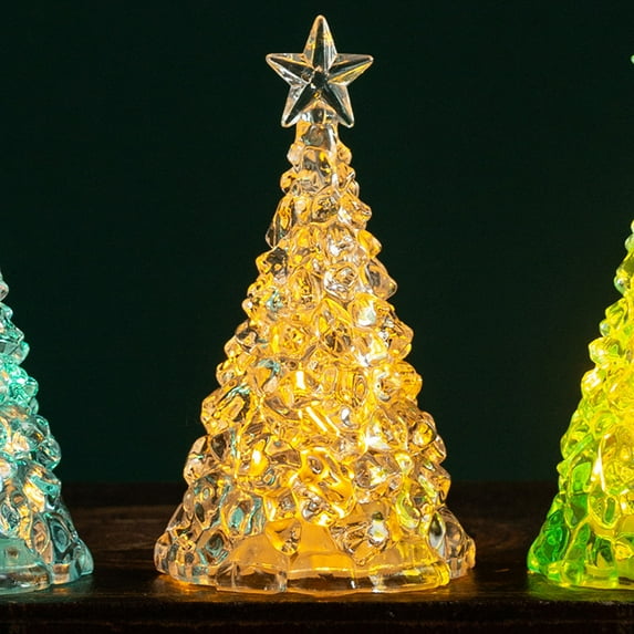 Zznnkj Mini Christmas Tree, Tabletop Lighted Christmas Tree, Transparent Multicolor Crystal Night Light, Home Office Desktop Decor