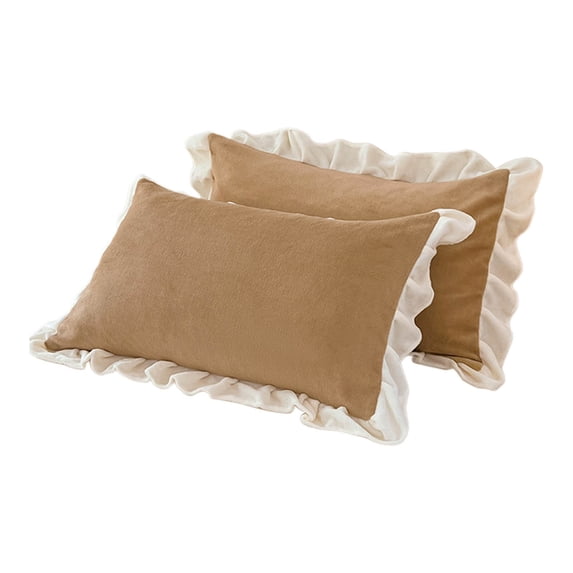 Zznnkj Pillow Shams Set of 2, Retro Ruffled Flounces Trim Soft Velvet Pillow Covers, Cozy Decorative Pillow Cases for Bedroom Decor, 20x30 Inch, for Couch Sofa Bed Living Room