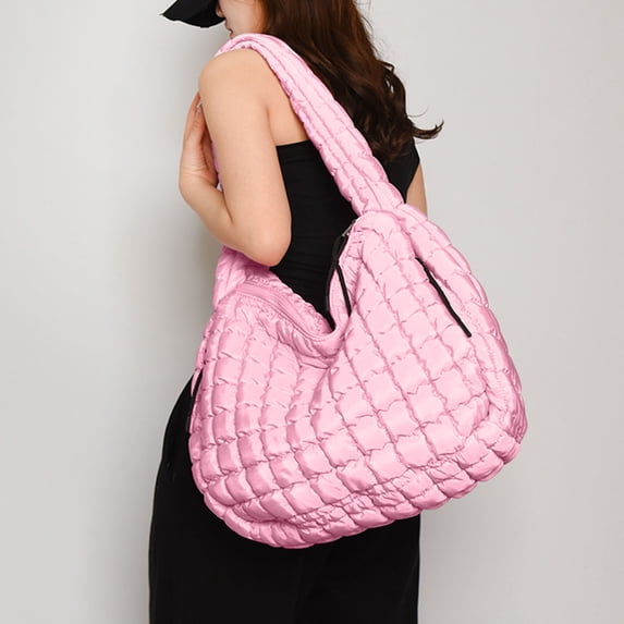 Zznnkj Quilted Tote Bag for Women, Lightweight Puffy Padding Hobo Bag with Compartment, Large Puffer Shoulder Bag Handbag for Travel, Work, Gym