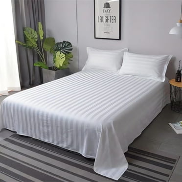 Zznnkj Satin Bed Sheets, Queen Size Bedding Flat Sheet for Mattress, Luxury Silky Bedding Sheet, Extra Soft Microfiber Sheet, Wrinkle, Fade, Stain Resistant (White)
