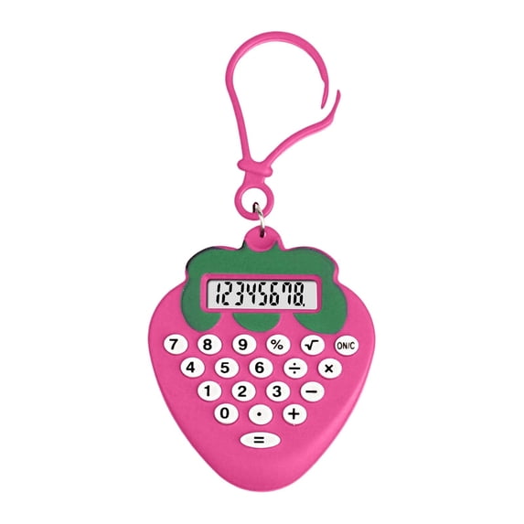 Zznnkj Strawberry Shaped Mini Keychain Calculator, 8-Digit Portable Pocket Calculator with Carabiner for Kids, Compact Basic Math Tool for School Travel Daily Calculation & Stationery