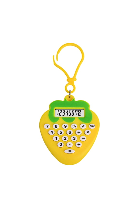 Strawberry Shaped Mini Keychain Calculator, 8-Digit Portable Pocket Calculator with Carabiner for Kids, Compact Basic Math Tool for School Travel Daily Calculation & Stationery