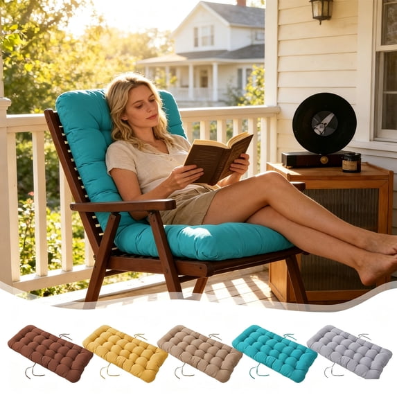 Zznnkj Tufted Long Bench Cushion, Thickened Chaise Lounge Seat Rocking Chair Pads with Ties, Soft Rectangular Recliner Chair Cushions for Indoor Outdoor Patio Garden Furniture, 34x16 Inch