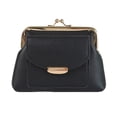 thumbnail image 1 of Zznnkj Women's Retro Pebbled PU Leather Kiss-Lock Clutch Bag with Front Flap Pocket, Structured Top Handle Purses Handbags, 1 of 3