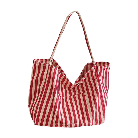 Zznnkj Women's Striped Canvas Tote Bag Large Capacity Lightweight Reusable Shoulder Bag for Beach, Shopping, Travel, Grocery & Daily Use
