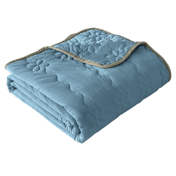 Zzyuan down Alternative Throw Blanket, Reversible Lightweight Soft with Moisture Wicking And Satin Trim, for Bed Couch Summer Blue 150*200