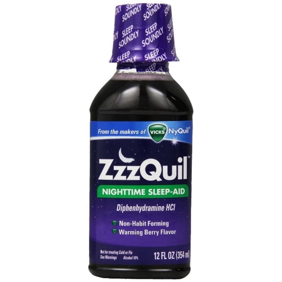 ZzzQuil Nighttime Sleep-Aid Liquid, Warming Berry Flavor 12 oz (Pack of 2)