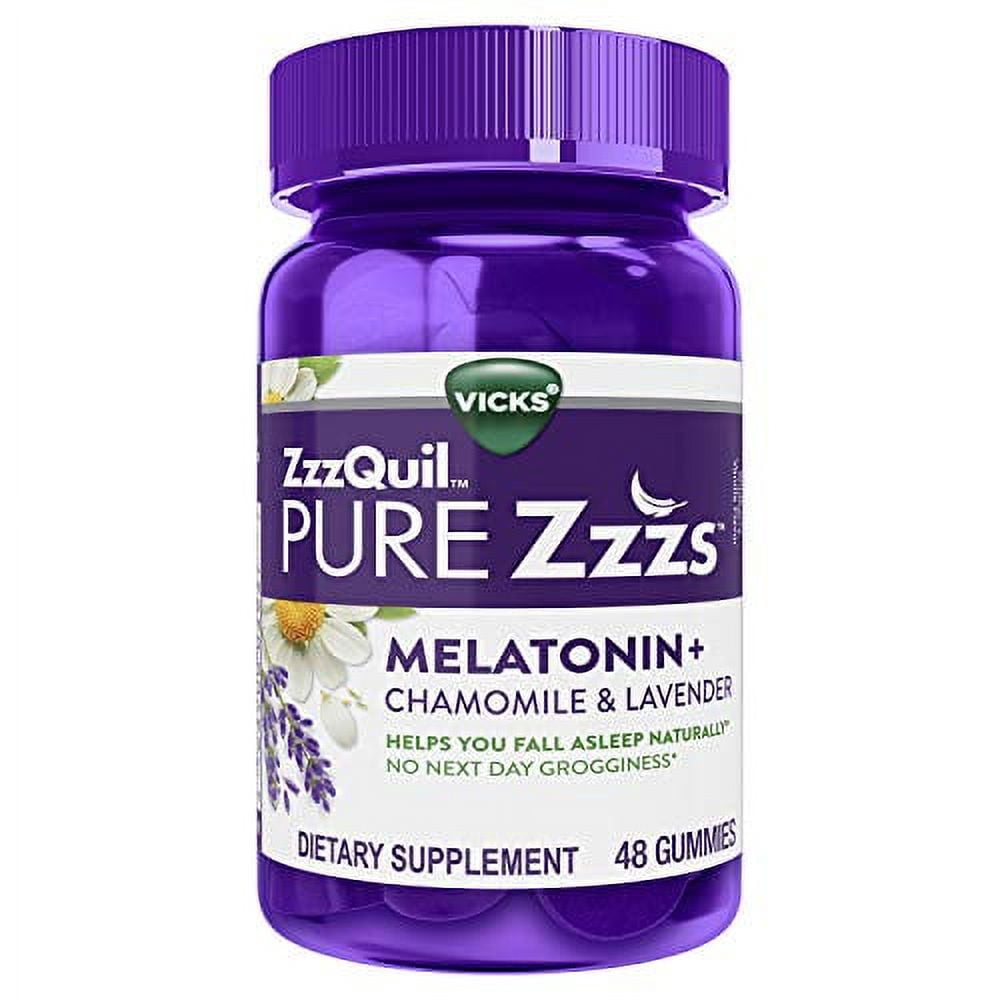 ZzzQuil PURE Zzzs, Melatonin Sleep Aid Gummies with Lavender, Valerian ...