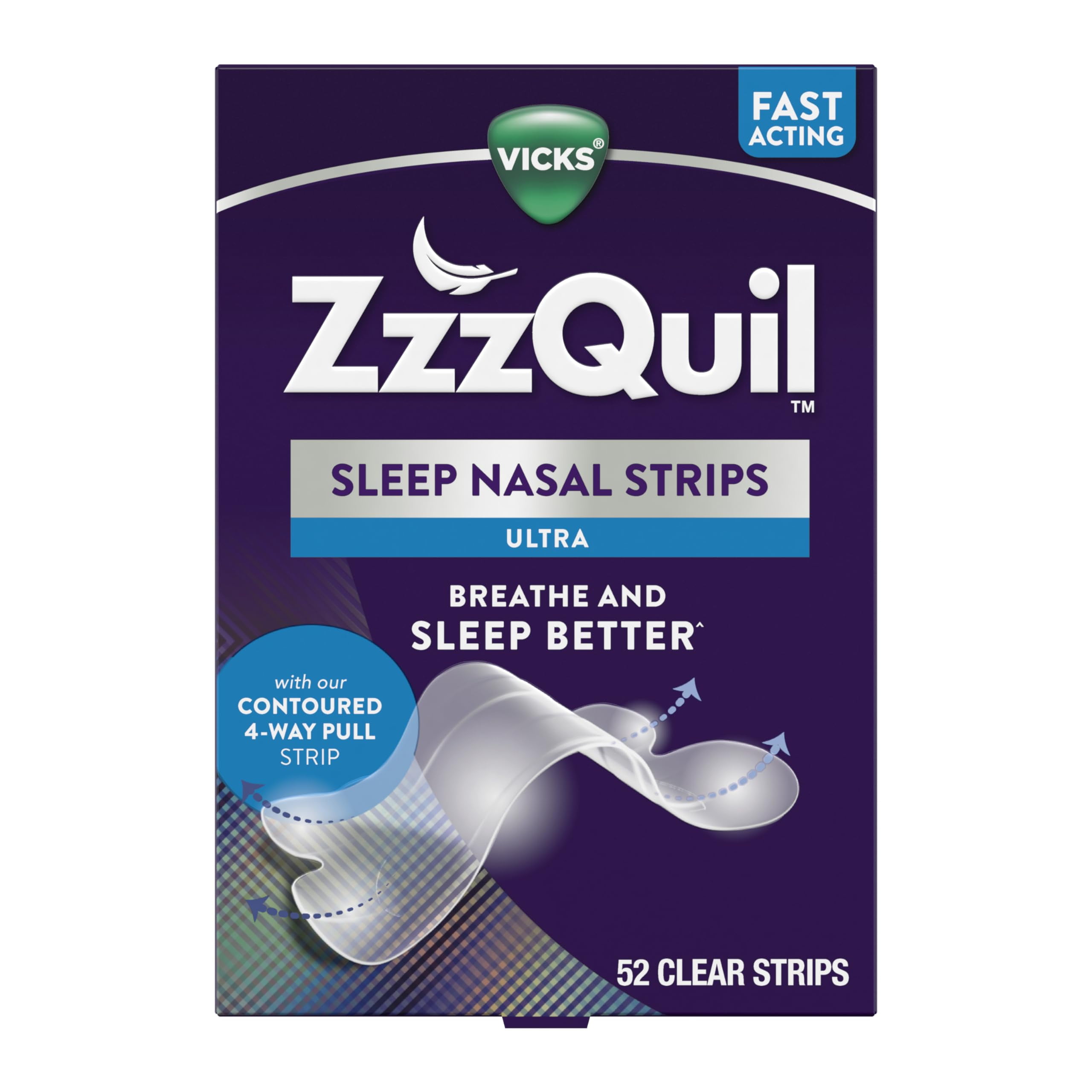 Vicks ZzzQuil Sleep Aid Ultra Nasal Strips, Anti-Snoring, Clear