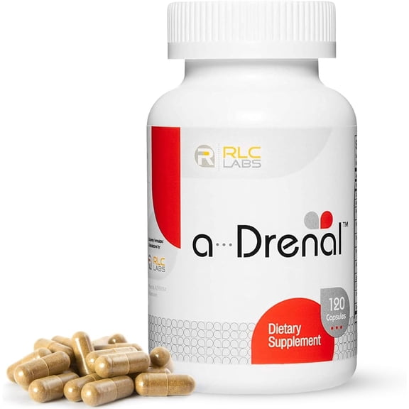 RLC, a-Drenal, Adrenal Support for Stress Relief and Energy - 120 Capsules, Balance Cortisol with Ashwagandha, Rhodiola, Cordyceps and Ginseng L-Theanine, Adrenal Support Supplements for Women & Men