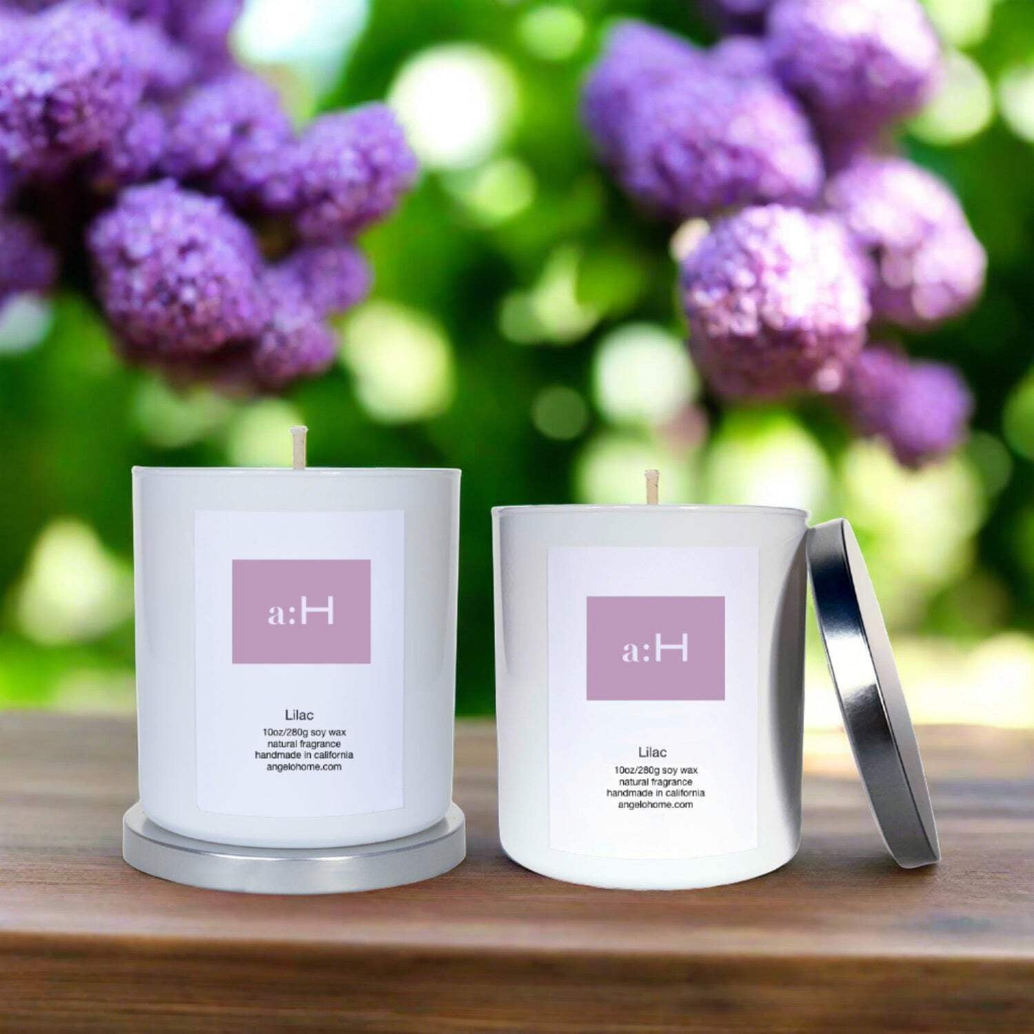 Hand-Poured White Lilac Scented Soy Wax Candle Set