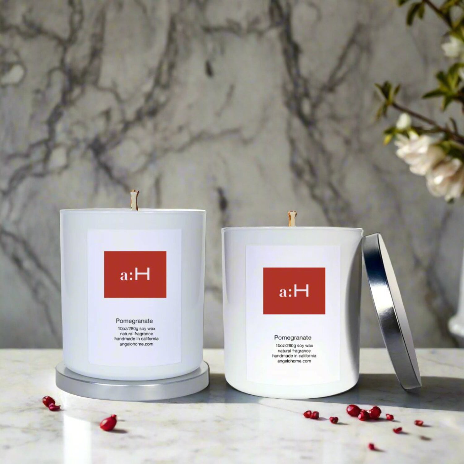 White Pomegranate Scented Soy Wax Tumbler Candles, 2-Pack