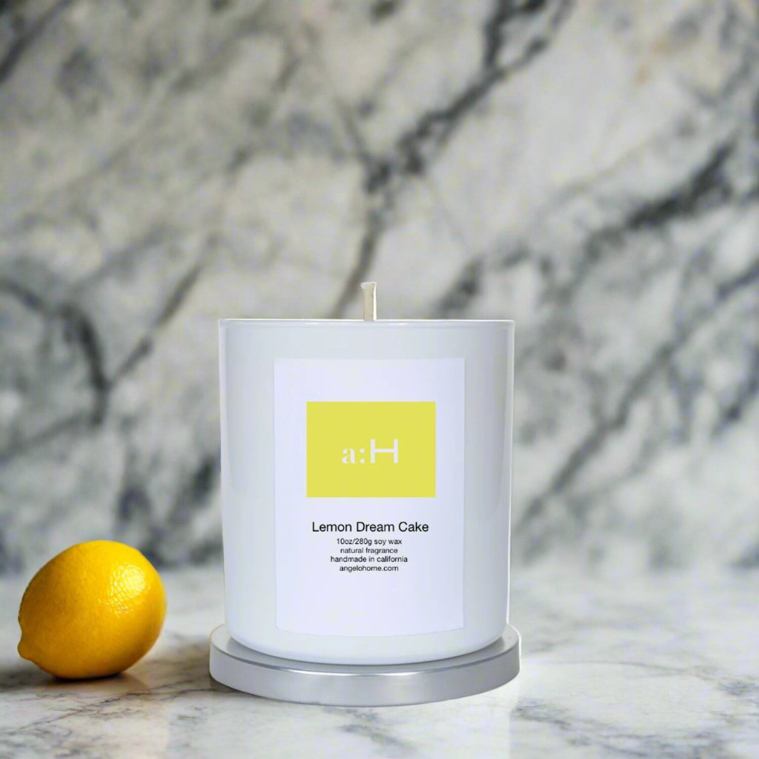 Lemon Dream Cake Scented Single Candle in White Tumbler