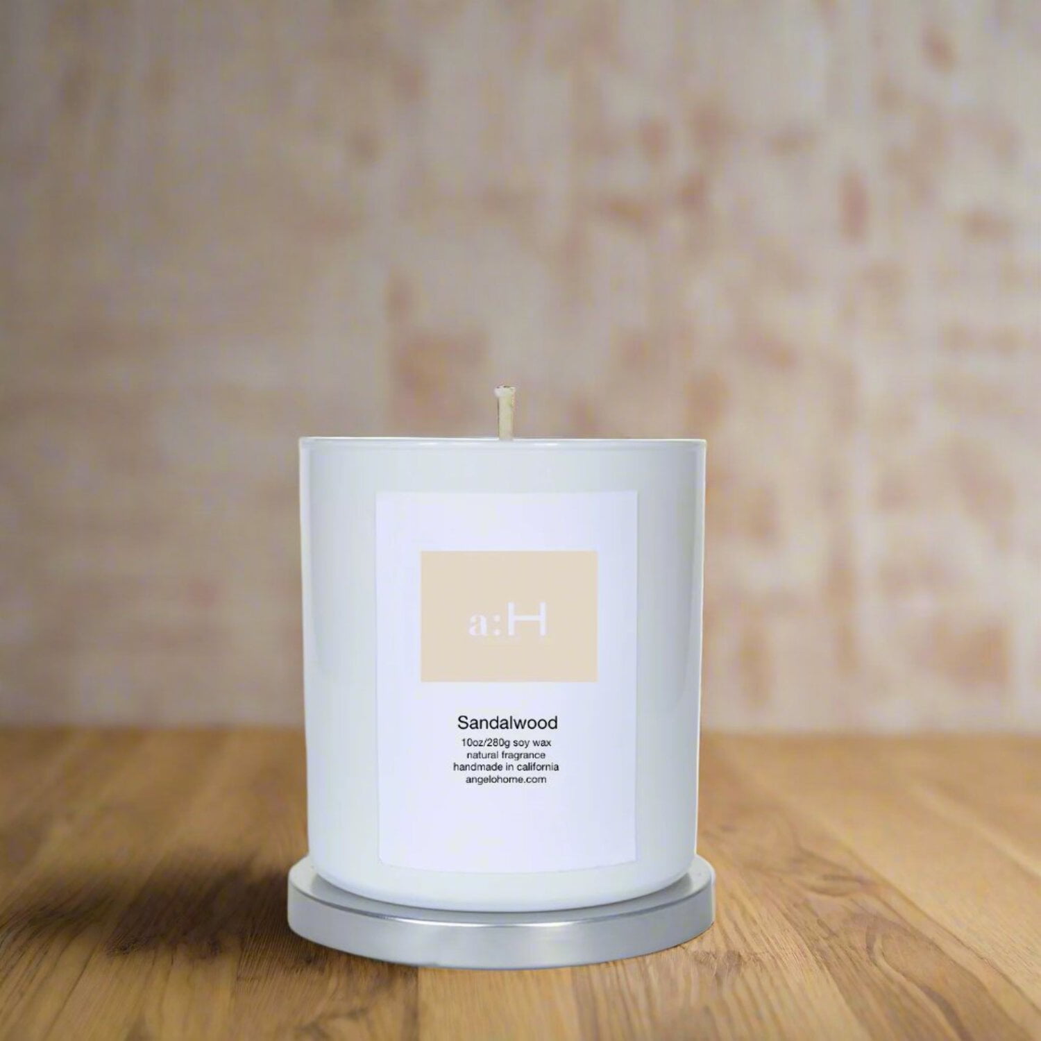 Amber Sandalwood Scented Single Candle in White Tumbler