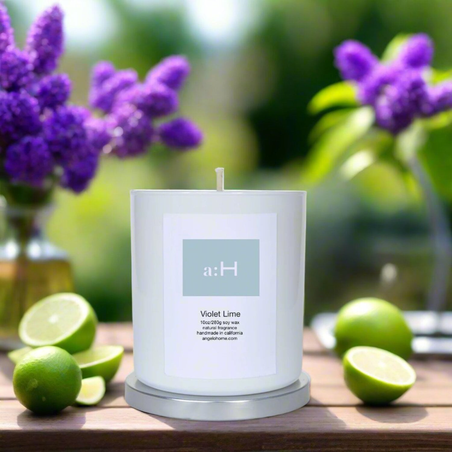 White Soy Scented Tumbler Candle with Violet Lime