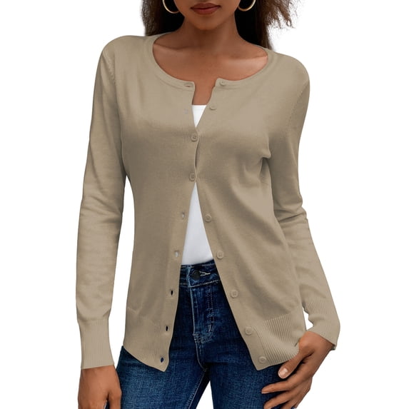 a.Jesdani Cardigans for Womens Lightweight Soft Knit Crewneck Cardigan womens Sweaters S-2XL