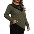 thumbnail image 1 of a.Jesdani Plus size Sweatshirts for Women Crewneck Casual Lace Patchwork Pullover Sweater 2xl, 1 of 6