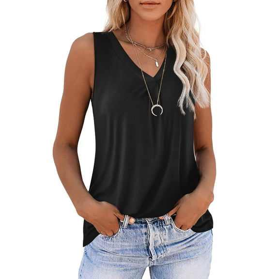 a.Jesdani Summer Womens Plus Size Tank Tops V Neck Casual Flowy Sleeveless Shirts Blouse m-4x