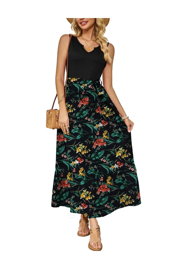 Women Casual Dresses Sleeveless Ribbed Loose Long Maxi Dresses with Pockets S-XXL