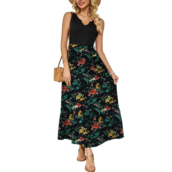 a.Jesdani Women Casual Dresses Sleeveless Ribbed Loose Long Maxi Dresses with Pockets S-XXL