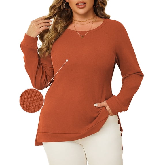 a.Jesdani Women Plus Size Sweatshirts Crew Neck Side Slit Soft Oversized Pollover Sweatshirts M