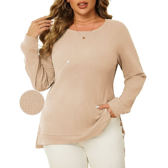 a.Jesdani Women Plus Size Sweatshirts Crew Neck Side Slit Soft Oversized Pollover Sweatshirts M