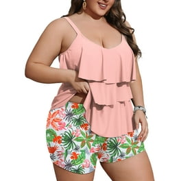 Plus Size Tankini Swimsuits for Women Two Piece Bathing Suits Flowy Swim Dress with Shorts Flamingo Walmart