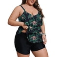 thumbnail image 1 of a.Jesdani Women Plus Size Tankini Swimsuits Tummy Control Two Piece Bathing Suit Ruffled Flounce Swimwear with Shorts 0X-5X, 1 of 6