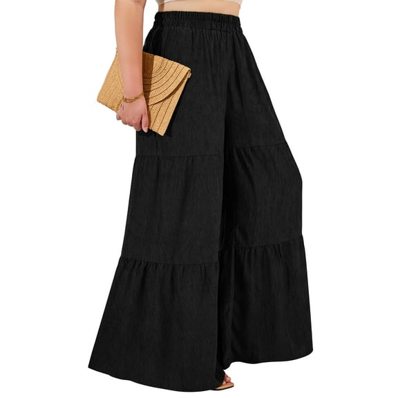 a.Jesdani Women Plus Size Wide Leg Pants Elastic waist Casual Trousers Flowy Pants m-4x