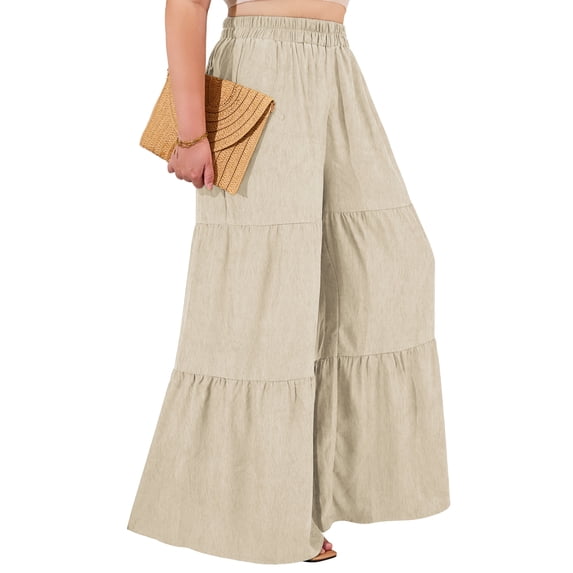 a.Jesdani Women Plus Size Wide Leg Pants Elastic waist Casual Trousers Flowy Pants m-4x