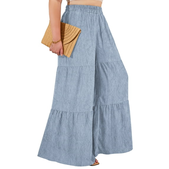 a.Jesdani Women Plus Size Wide Leg Pants Elastic waist Casual Trousers Flowy Pants m-4x