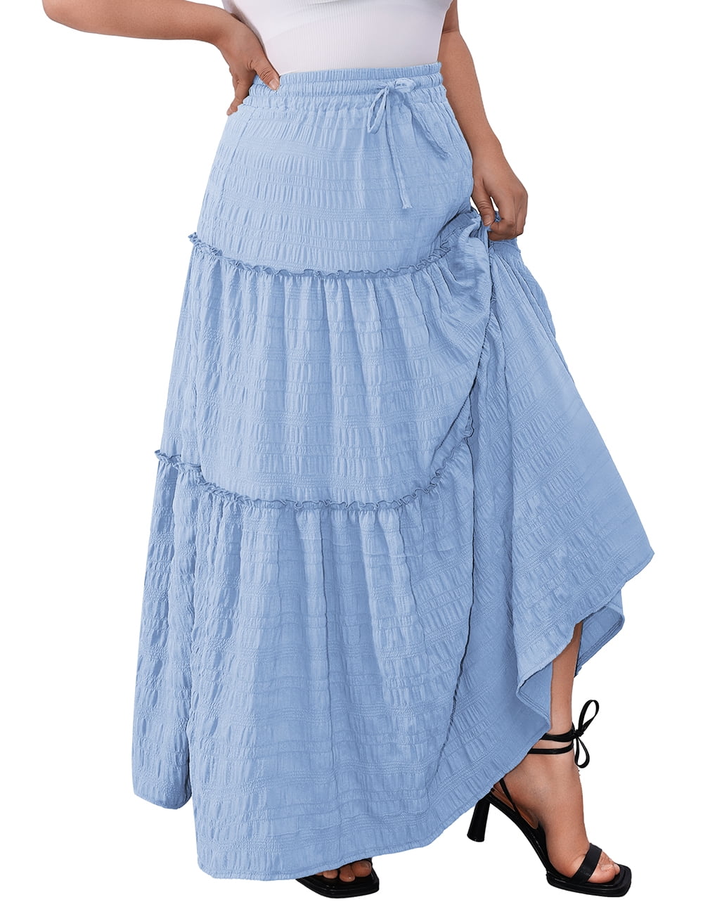 ZHAGHMIN Chiffon Pleated Skirt Summer Women'S Solid Color ZHAGHMIN Chiffon Pleated Skirt Summer Women'S Solid Color