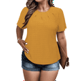 thumbnail image 1 of a.Jesdani Women Plus size top Round Neck Stretchy Textured Pleated T-Shirt for Curvy Women M-4X, 1 of 6
