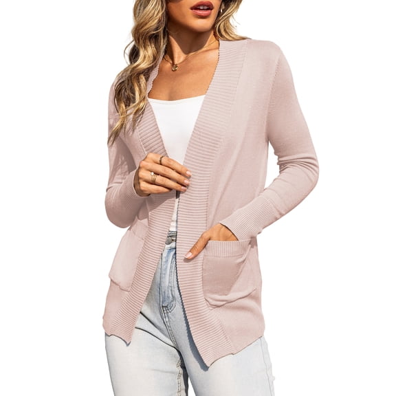 a.Jesdani Cardigans for Women Classic Casual Lightweight Ribbed Knit Cardigan Sweaters with Pockets S-XXL