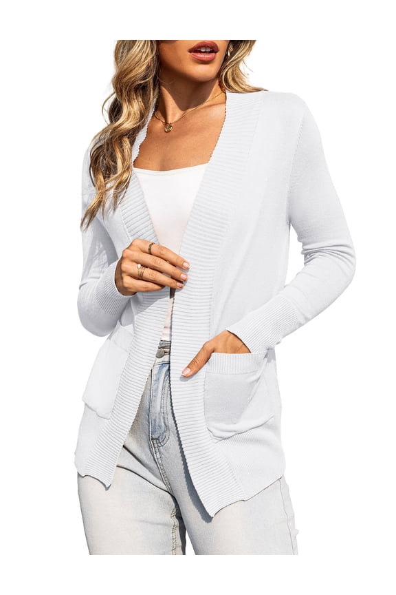 Cardigans for Women Classic Casual Lightweight Ribbed Knit Cardigan Sweaters with Pockets S-XXL