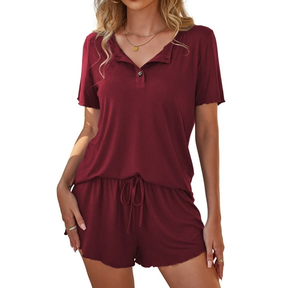 a.Jesdani Women's Pajama Sets Soft Button Short Sleeve Sleepwear Top With Shorts Pants Loungewear 2 Pjs Sets S-4X