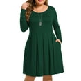a.Jesdani Women's Plus Size Dresses Casual Long Sleeve Pleated Dress