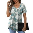 thumbnail image 1 of a.Jesdani Women's Plus Size Short Sleeve Henley Shirt V Neck Floral Blouses Tunic Tops for Women m-4x, 1 of 8