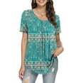 thumbnail image 1 of a.Jesdani Women's Plus Size Tunic Tops Casual Floral Blouses Short Sleeve Henley Shirts for Women M-4XL, 1 of 7