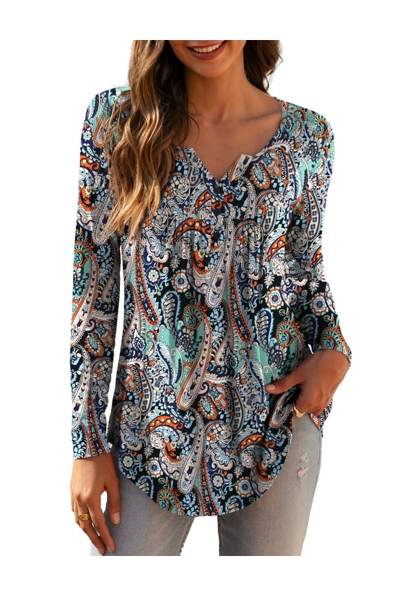 Women's Plus Size Tunic Tops Long Sleeve V Neck Casual Blouses m-4x